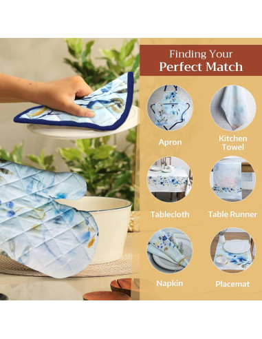 Juego de Manoplas de Horno y Soporte Maison d' Hermine 100% Algodón