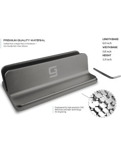 Soporte Vertical para Laptop GodSpin Ajustable Aluminio Gris 2