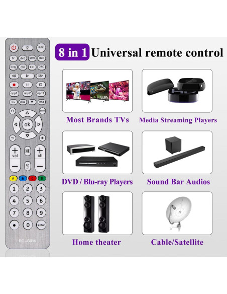 Control Remoto Universal MYHGRC 8 en 1 Retroiluminado Control Remoto Universal MYHGRC 8 en 1 Retroiluminado