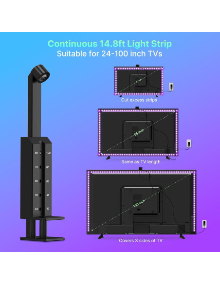 Luz LED Inmersiva para TV Deerdance 4.5m RGB Control App