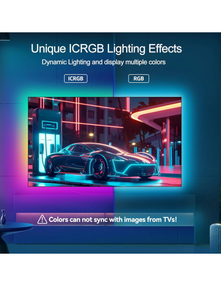 Fondo de luz LED DTQJ 5m RGBIC para TV 55-70" con APP