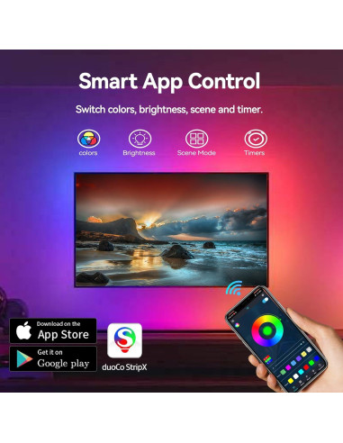 Fondo de luz LED DTQJ 5m RGBIC para TV 55-70" con APP