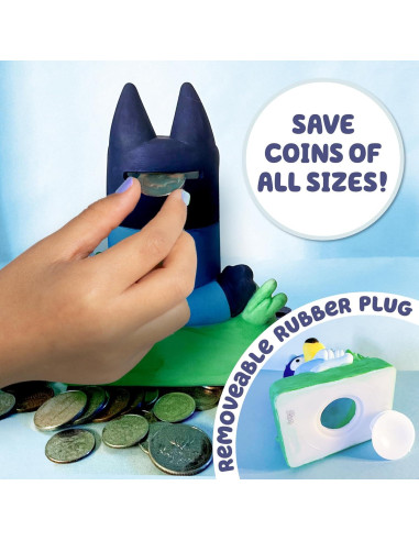 Banco de Cerdo Pintable Bluey con 12 Pinturas y Stickers