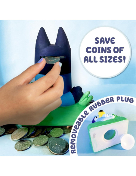 Banco de Cerdo Pintable Bluey con 12 Pinturas y Stickers