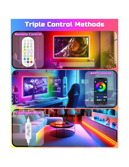 Fondo de luz LED DTQJ 5m RGBIC para TV 55-70" con APP