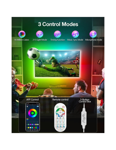 Tira de Luz LED RGBIC 5M Daymeet para TV 32-75" Multicolor