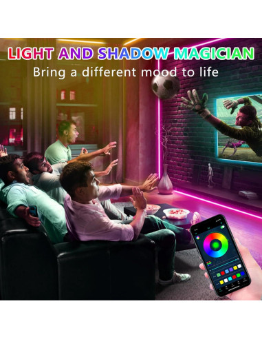 Luces LED RGB para TV 16.4ft, Control APP Bluetooth, Sincronización Música