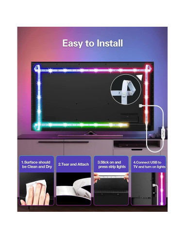 Tira de Luz LED RGBIC 5M Daymeet para TV 32-75" Multicolor
