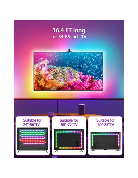 Tira de Luz LED RGBIC 5M Daymeet para TV 32-75" Multicolor