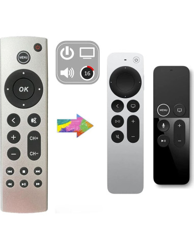 Control Remoto Universal ONN para Apple TV 4K HD - A2843 A2737 A2169 A1842