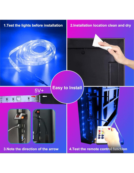 Luces LED VOLIVO 4.57m RGB para TV 45-65" con control remoto