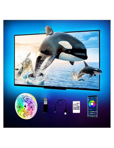 Luces LED PHOPOLLO para TV 15 pies RGB Bluetooth USB