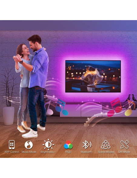 Luces LED PHOPOLLO para TV 15 pies RGB Bluetooth USB