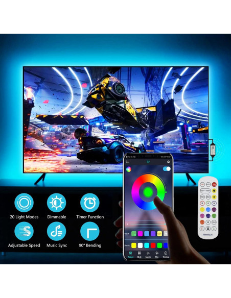 Tira de Luz LED RGB para TV ZHIGUANGZHIN 3m Control Remoto