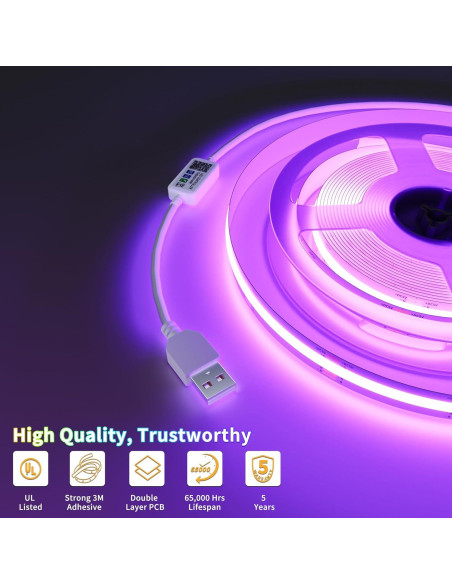 Tira LED COB RGB PAUTIX 1.5m USB 5V con Control Bluetooth