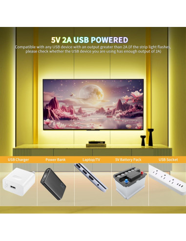 Tira LED COB RGB PAUTIX 1.5m USB 5V con Control Bluetooth