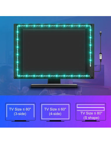 Tira de Luz LED RGB para TV ZHIGUANGZHIN 3m Control Remoto