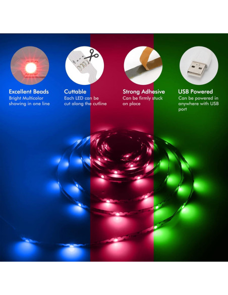 Tira de Luz LED RGB para TV ZHIGUANGZHIN 3m Control Remoto