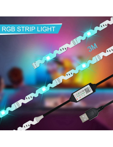 Tira de Luz LED RGB para TV ZHIGUANGZHIN 3m Control Remoto