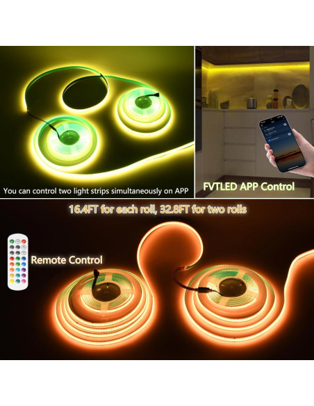 Tira de LED RGB COB INDARUN 10m 5760 LEDs Control Remoto