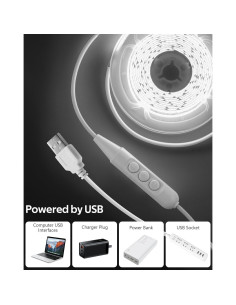 Cinta LED COB Aclorol 1M Regulable USB 6000K 320 LEDs 2