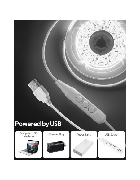 Cinta LED COB Aclorol 1M Regulable USB 6000K 320 LEDs