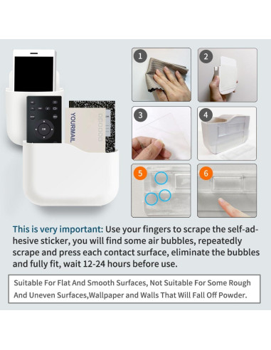 Soporte de Control Remoto ITATIOLFY Blanco Marfil 4 Compartimentos