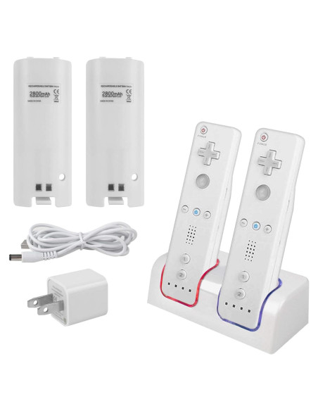 Cargador Doble Wii Remote con 2 Baterías Recargables 2800mAh Cargador Doble Wii Remote con 2 Baterías Recargables 2800mAh