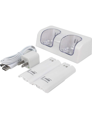 Cargador Doble Wii Remote con 2 Baterías Recargables 2800mAh