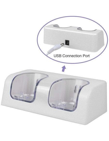 Cargador Doble Wii Remote con 2 Baterías Recargables 2800mAh Cargador Doble Wii Remote con 2 Baterías Recargables 2800mAh