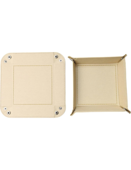Bandeja de Valet Plegable siduater de Cuero Sintético Beige