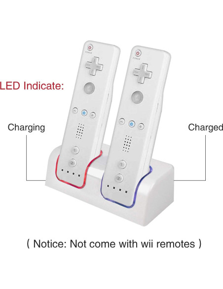 Cargador Doble Wii Remote con 2 Baterías Recargables 2800mAh Cargador Doble Wii Remote con 2 Baterías Recargables 2800mAh