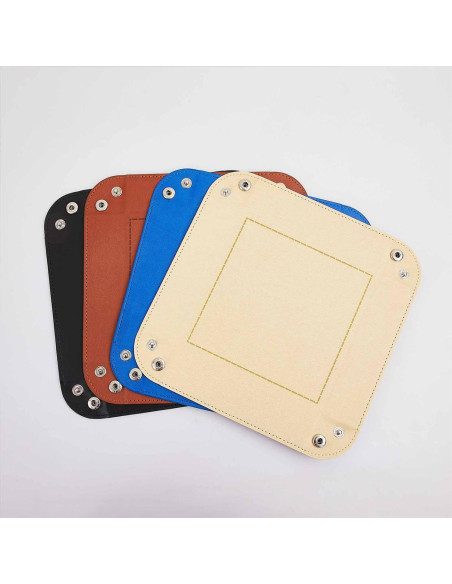 Bandeja de Valet Plegable siduater de Cuero Sintético Beige