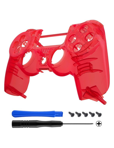 Carcasa Frontal eXtremeRate Transparente Rojo para PS4 Slim/Pro