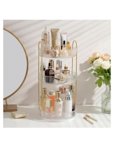 Organizador de Maquillaje Rotativo Aveniee 3 Niveles Blanco