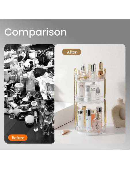 Organizador de Maquillaje Rotativo Aveniee 3 Niveles Blanco