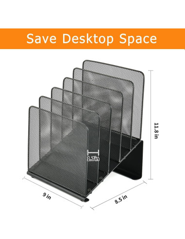 Organizador de Archivos LEKETREE de Metal Negro 5 Secciones