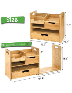 Organizador de Escritorio ZOOFOX de Bambú Expandible 4 Niveles 2