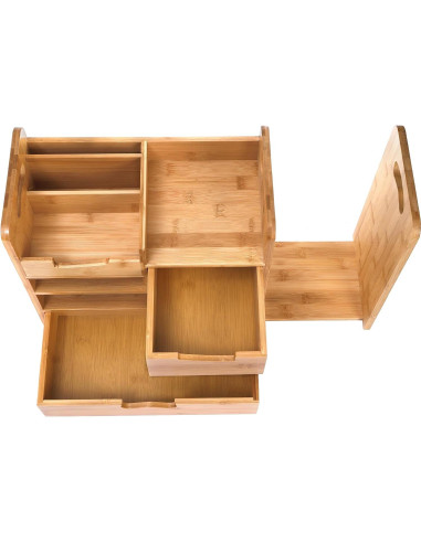 Organizador de Escritorio ZOOFOX de Bambú Expandible 4 Niveles
