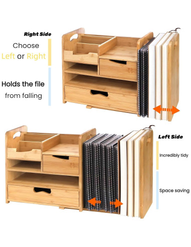 Organizador de Escritorio ZOOFOX de Bambú Expandible 4 Niveles