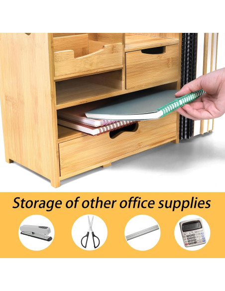 Organizador de Escritorio ZOOFOX de Bambú Expandible 4 Niveles