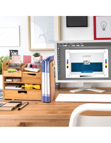 Organizador de Escritorio ZOOFOX de Bambú Expandible 4 Niveles
