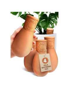 4 Ollas de Riego Automático de Terracota 400ml Gardenbro