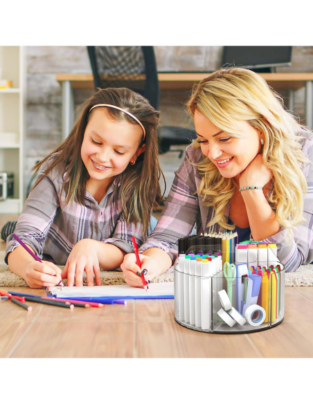 Organizador de Lápices Acrílico Absonic Rotatorio 360 6 Compartimentos