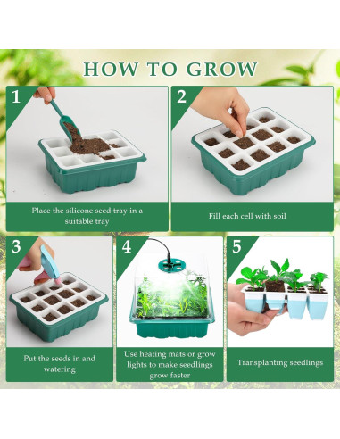 Kit de Inicio de Semillas 5 PCS Hanaoyo con Celdas Flexibles
