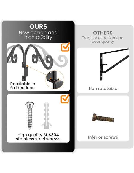Soportes Giratorios para Plantas GOODBUY - 2 Ganchos de Metal 40.64 cm