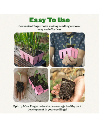 Bandeja de Inicio de Semillas Epic Gardening - 6 Celdas Rosa