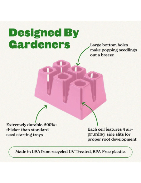 Bandeja de Inicio de Semillas Epic Gardening - 6 Celdas Rosa
