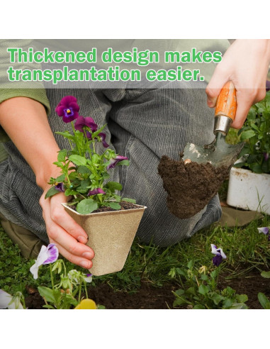 70 Macetas Biodegradables Cuadradas 8 cm Doubleggs para Jardín