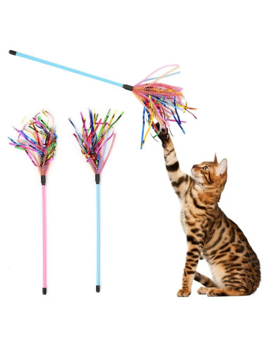 Varita Interactiva para Gatos Worbee 2 Piezas con Plumas